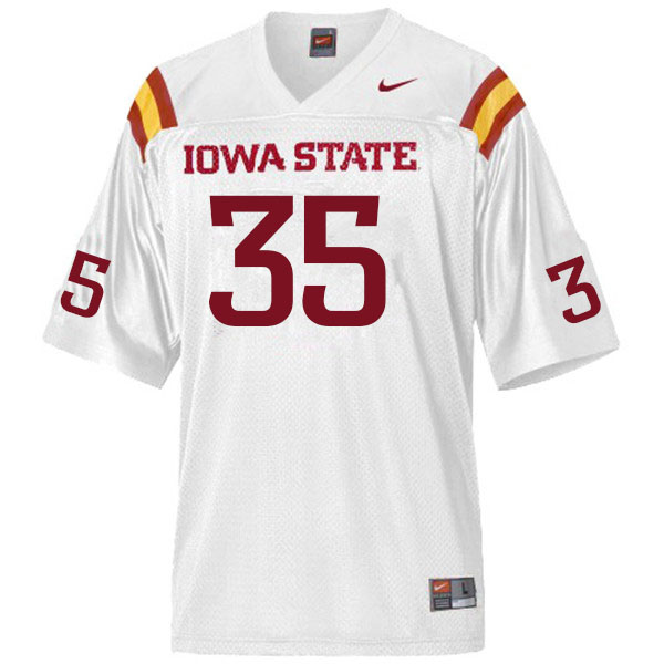 Men #35 Tyler Moen Iowa State Cyclones College Football Jerseys Sale-White - Click Image to Close